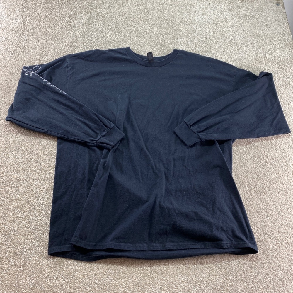 Gildan Long Sleeve Shirt Mens 2XL Black Heavy Cotton‎ Graphic Sleeve Crewneck